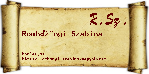 Romhányi Szabina névjegykártya